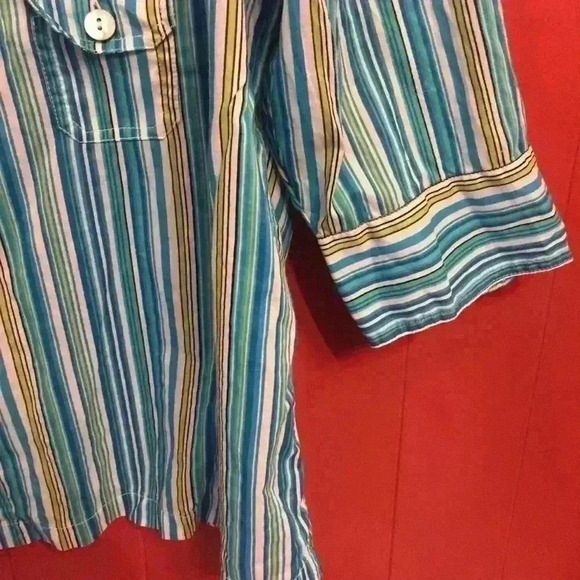 Chico’s striped 3/4 sleeve button down shirt women’s - Picture 3 of 5